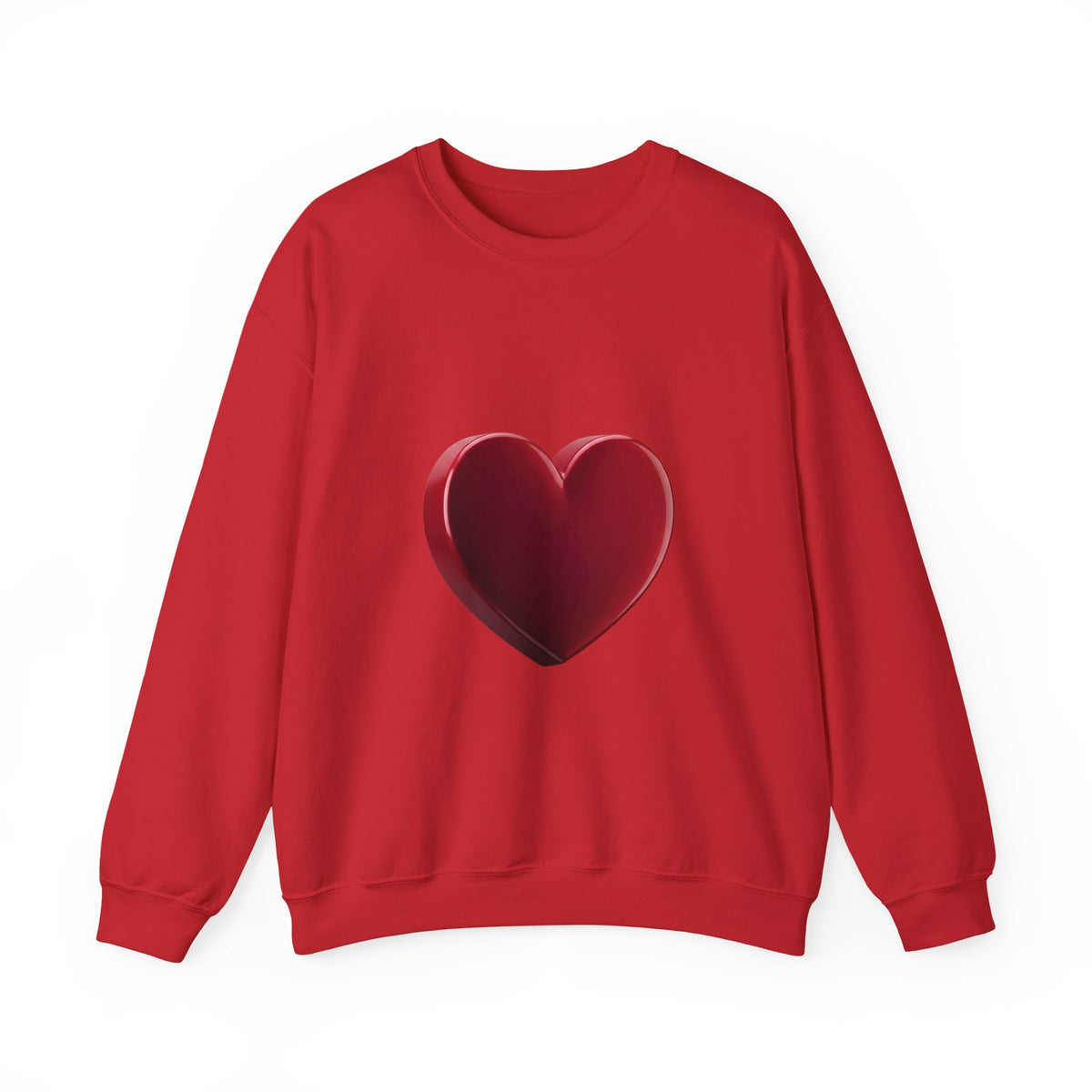 Heart Graphic Sweatshirt — Minimal 3D Red Heart Crewneck for Valentine’s & Everyday Wear