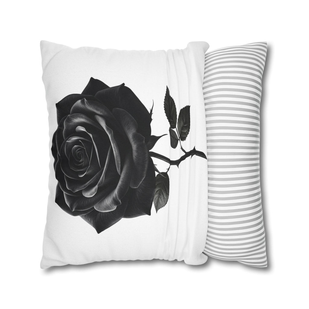 Black Rose Spun Polyester Square Pillowcase