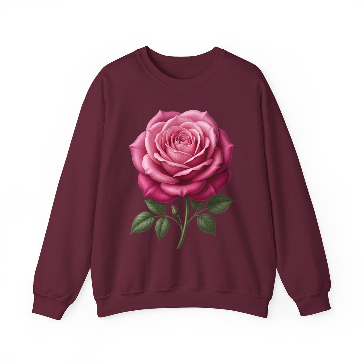 Rose Graphic Sweatshirt — Vintage Pink Rose Floral Crewneck
