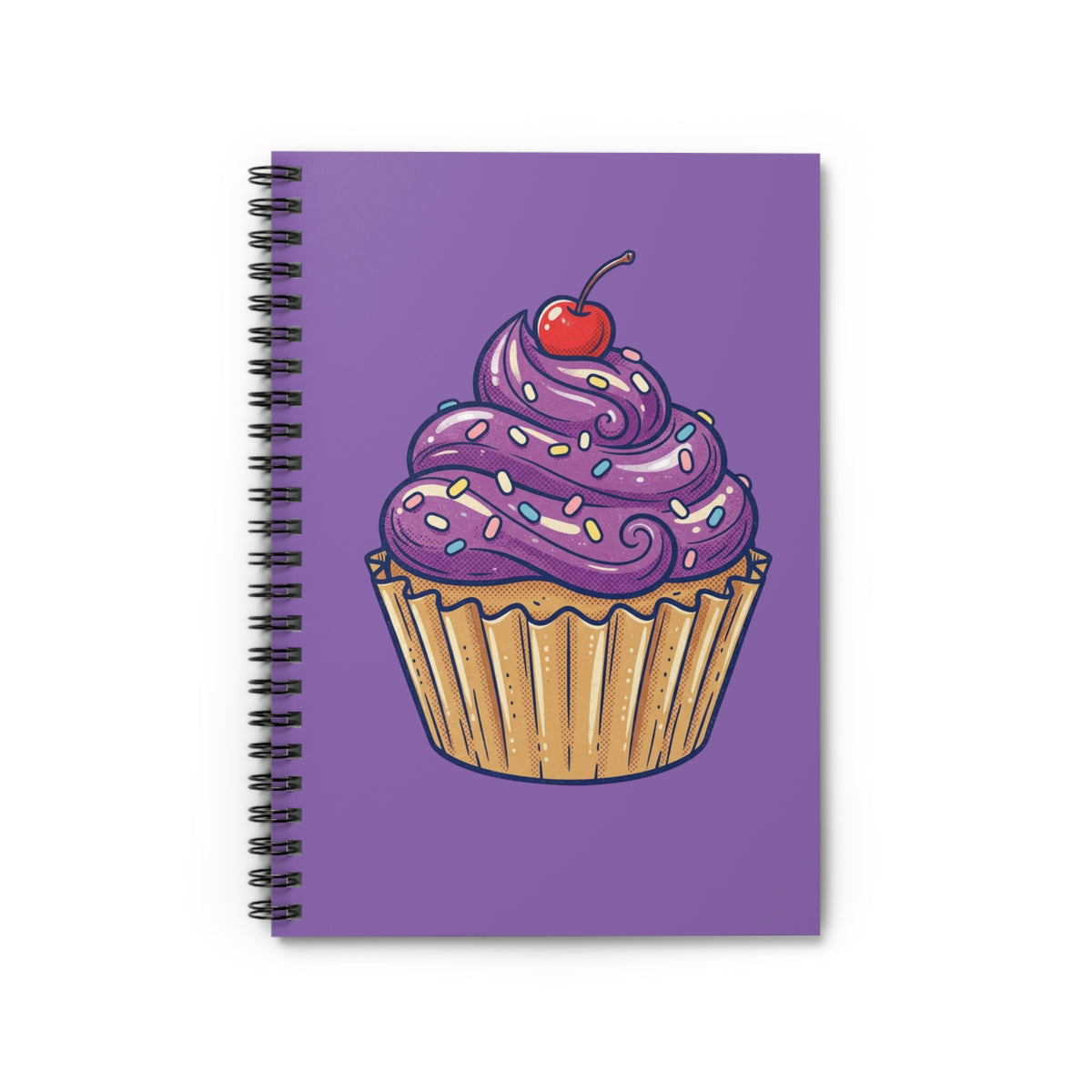 Cupcake Spiral Notebook — Purple Sweet Bakery Journal (Ruled)