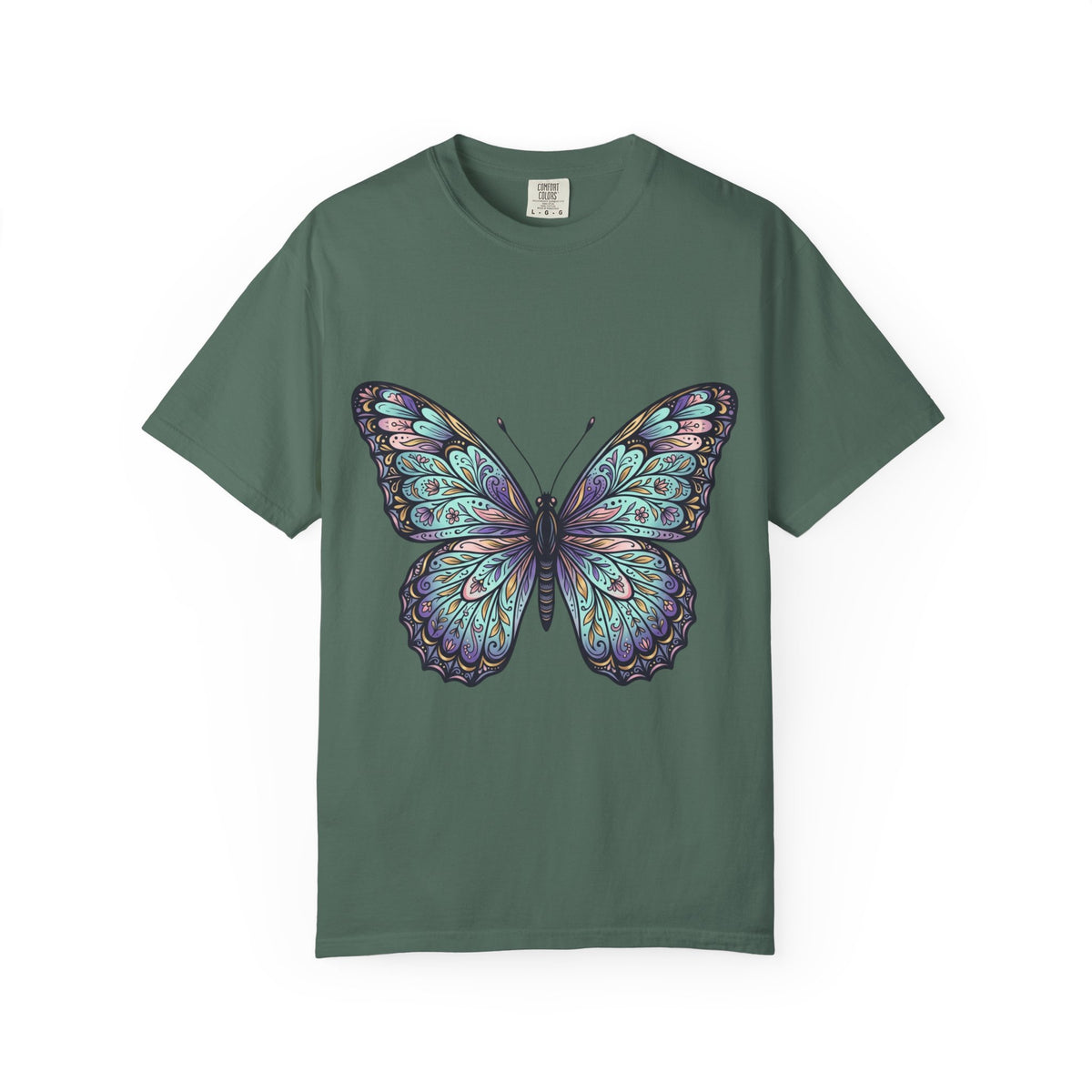 Butterfly Art T‑Shirt — Blue Purple Ornamental Butterfly Graphic Tee