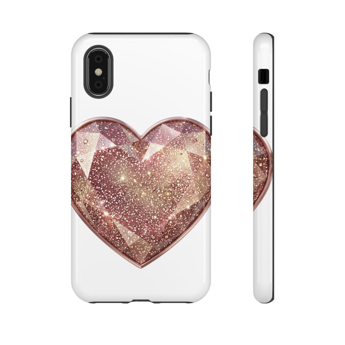 Rose Gold Glitter Crystal Heart Phone Case