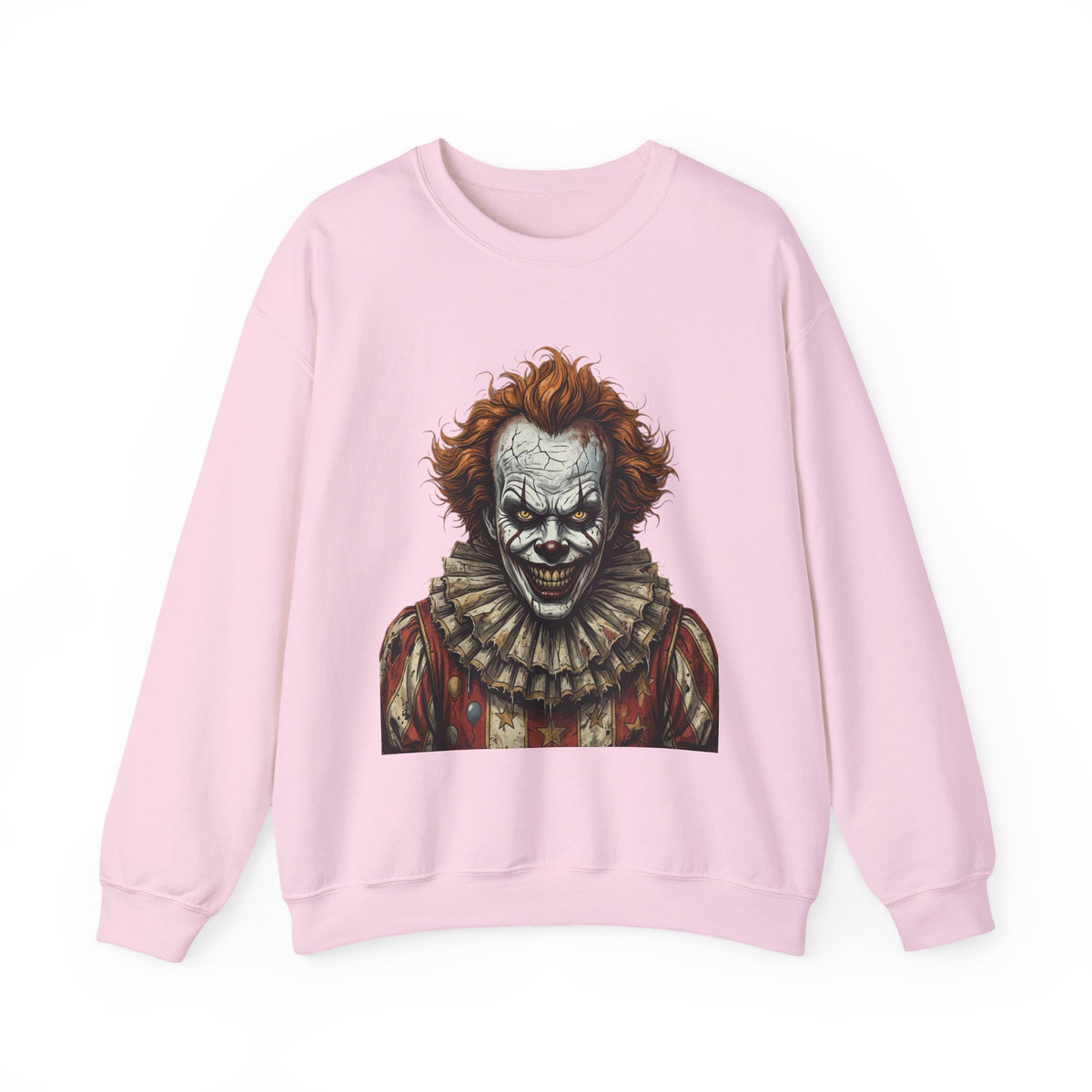 Creepy Clown Crewneck Sweatshirt – Horror Movie Inspired Graphic