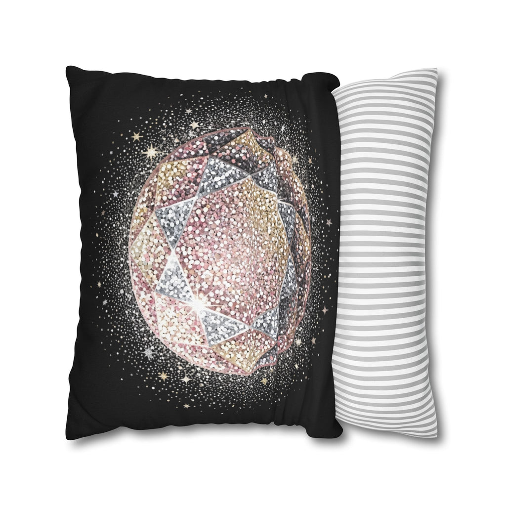 Glittery Black Spun Polyester Square Pillowcase