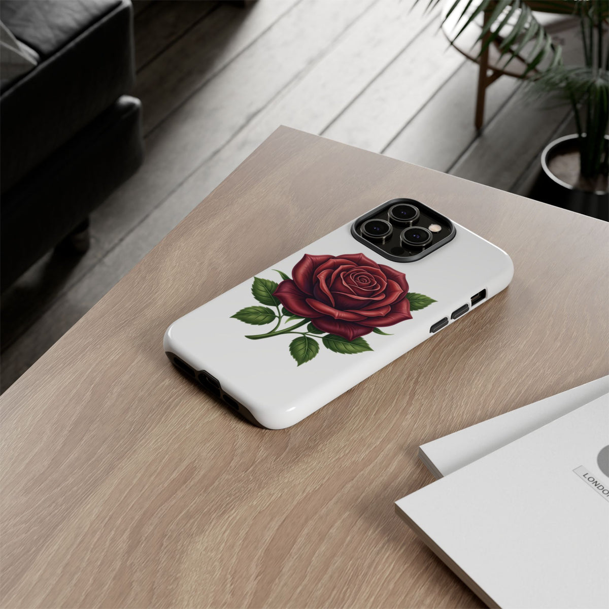 Rose Phone Case — Vintage Red Rose Floral Protective Cover
