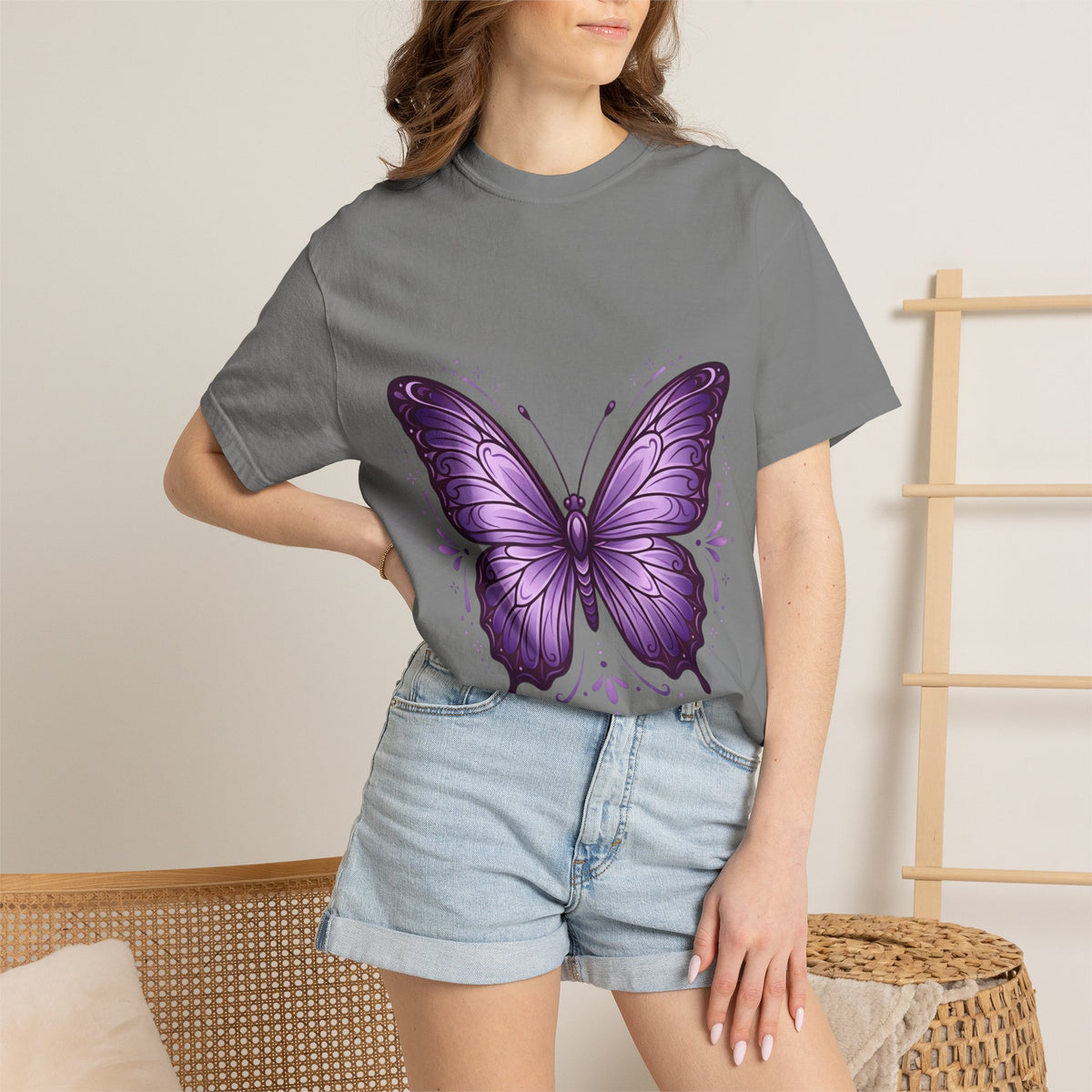 Purple Butterfly T-Shirt — Elegant Monarch Graphic Tee