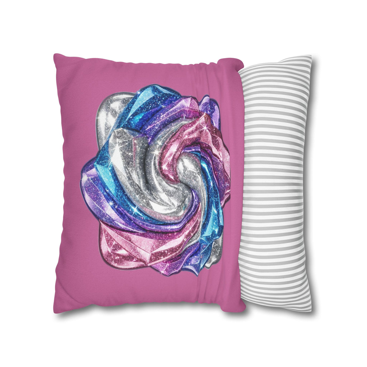3D Glitter Design Light Pink Spun Polyester Square Pillowcase