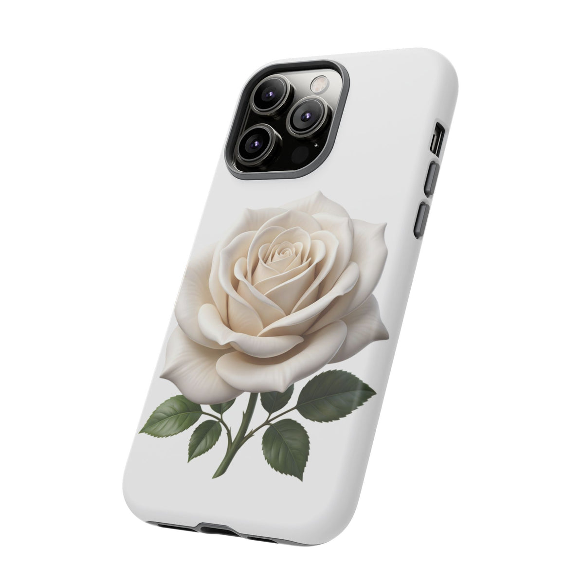 White Rose Tough Phone Case – Elegant Floral Protective Cover