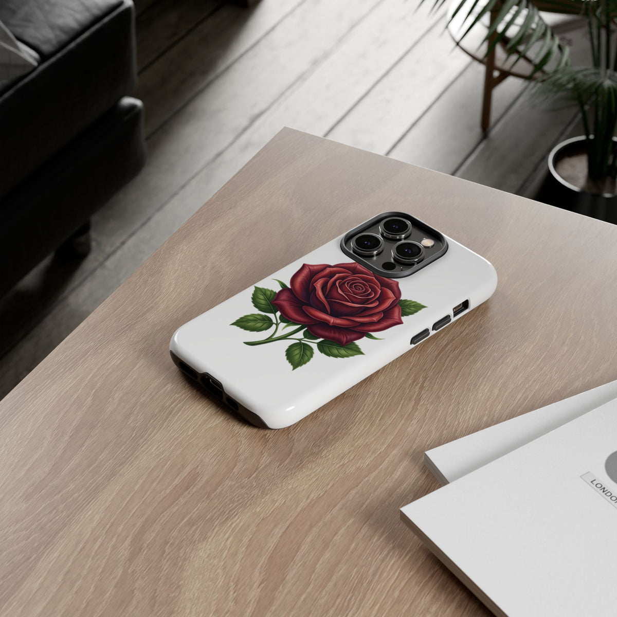 Rose Phone Case — Vintage Red Rose Floral Protective Cover