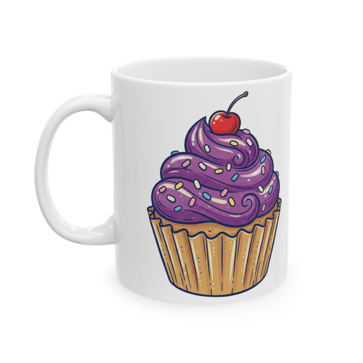 Purple Cupcake Ceramic Mug, (11oz, 15oz)