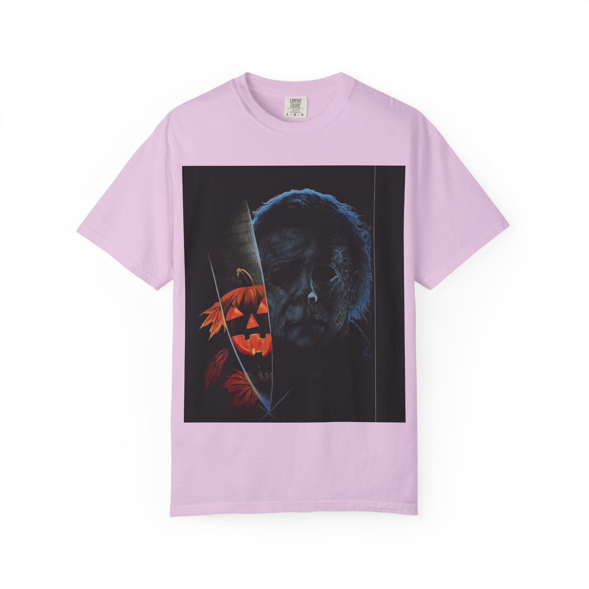 T-Shirt — Halloween Split-Face Pumpkin & Michael Myers Horror Graphic