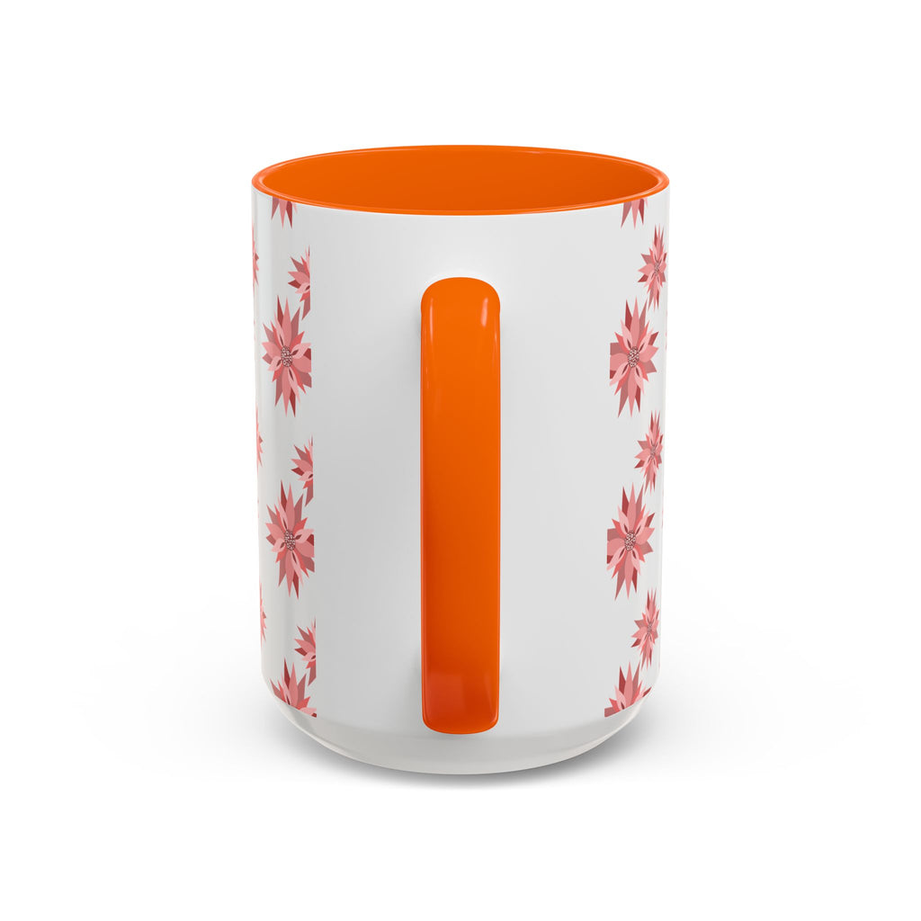 Pink Geometric Floral Accent Coffee Mug — 11/15oz