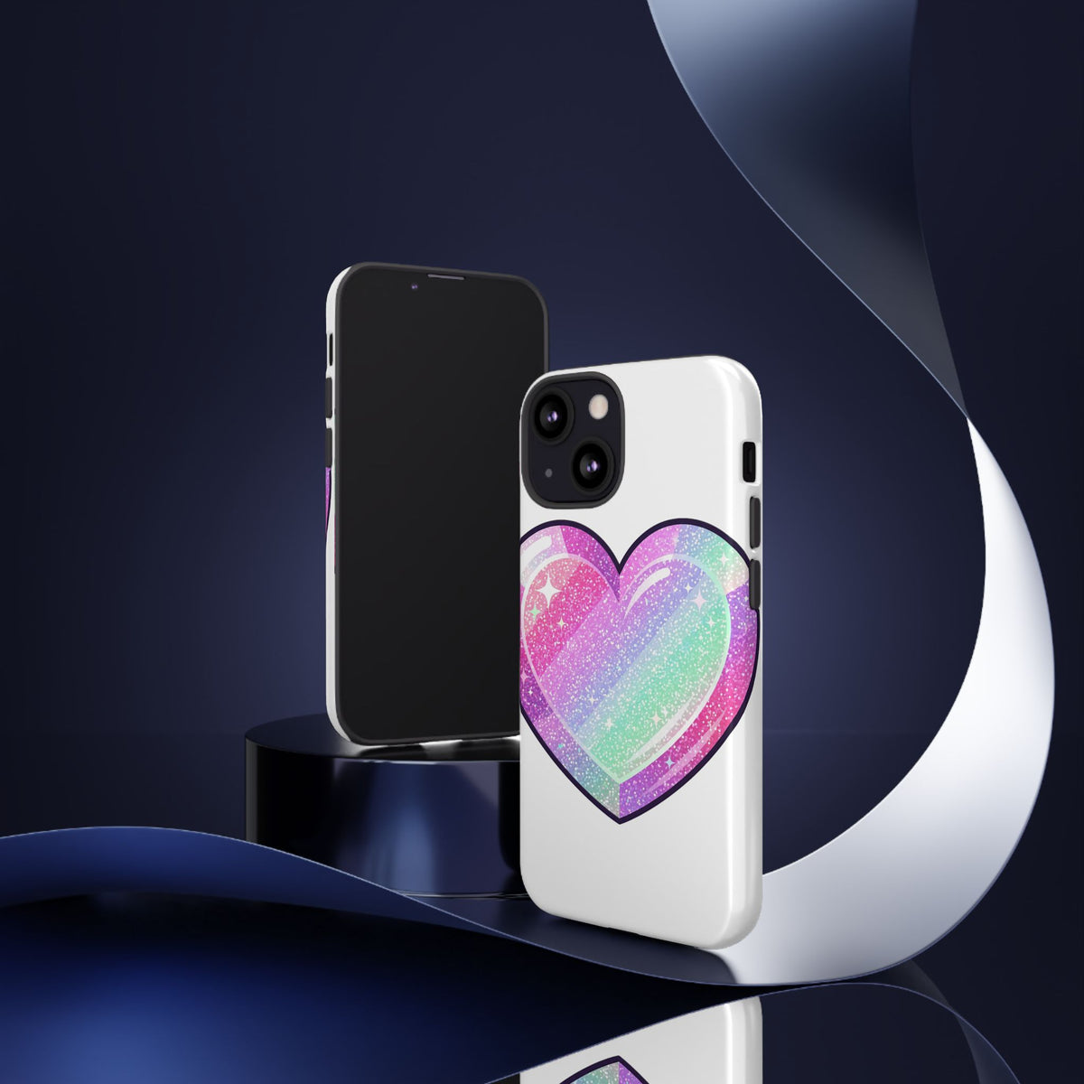 Pastel Glitter Heart Tough Phone Case — Cute Protective Phone Cover