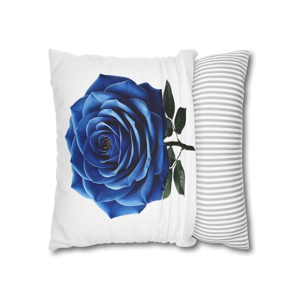 Blue Rose Spun Polyester Square Pillowcase