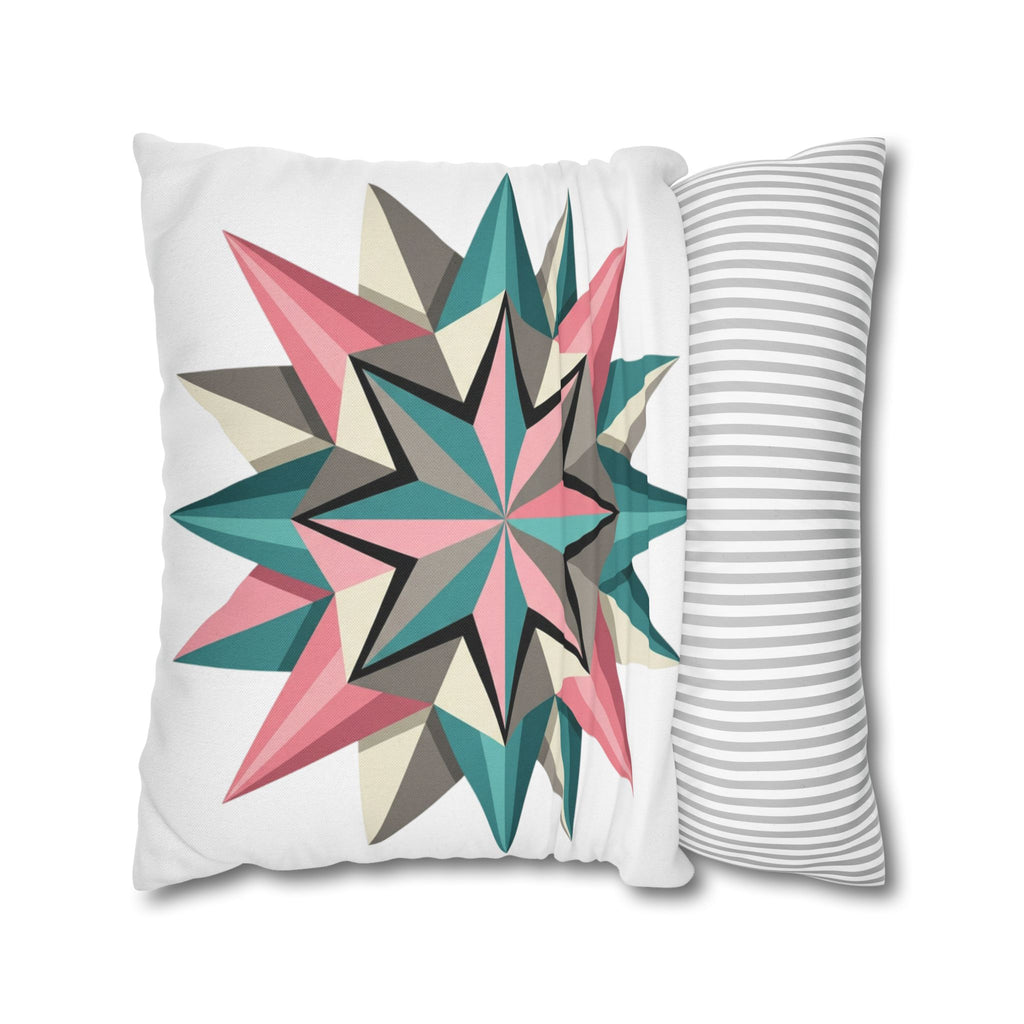 Geometric Starburst Throw Pillowcase — Pink Teal Modern Decorative Cushion Cover