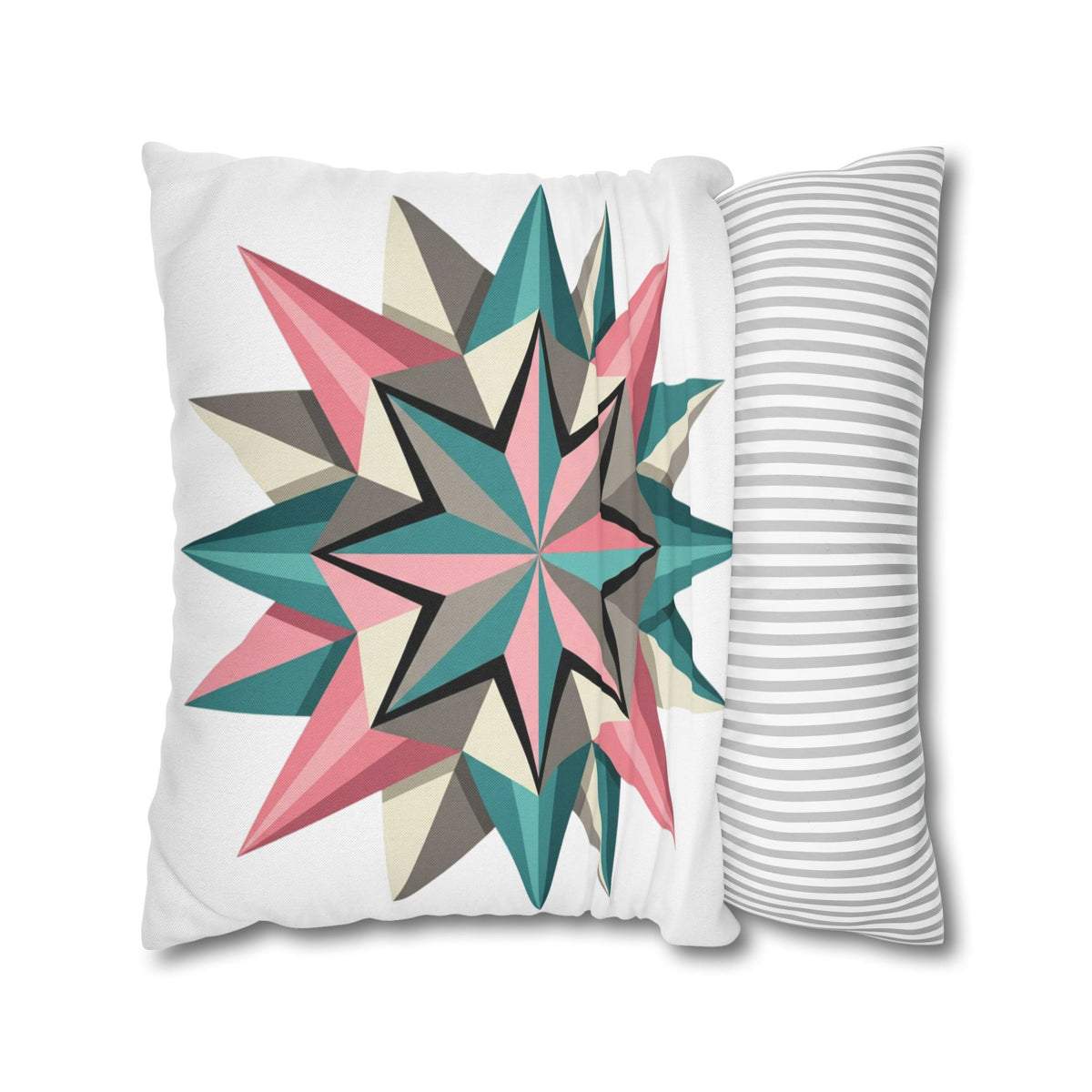 Geometric Starburst Throw Pillowcase — Pink Teal Modern Decorative Cushion Cover