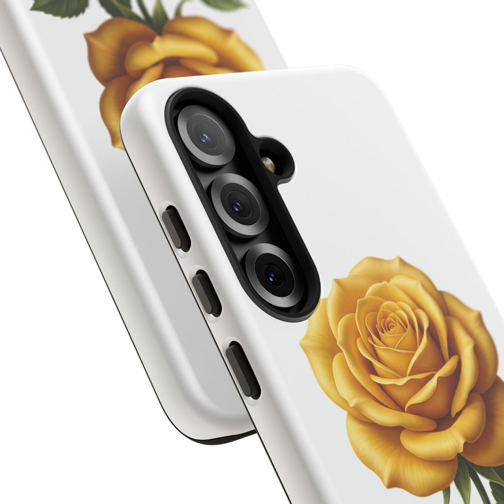 Yellow Rose Phone Case — Vintage Floral Tough Protective Cover