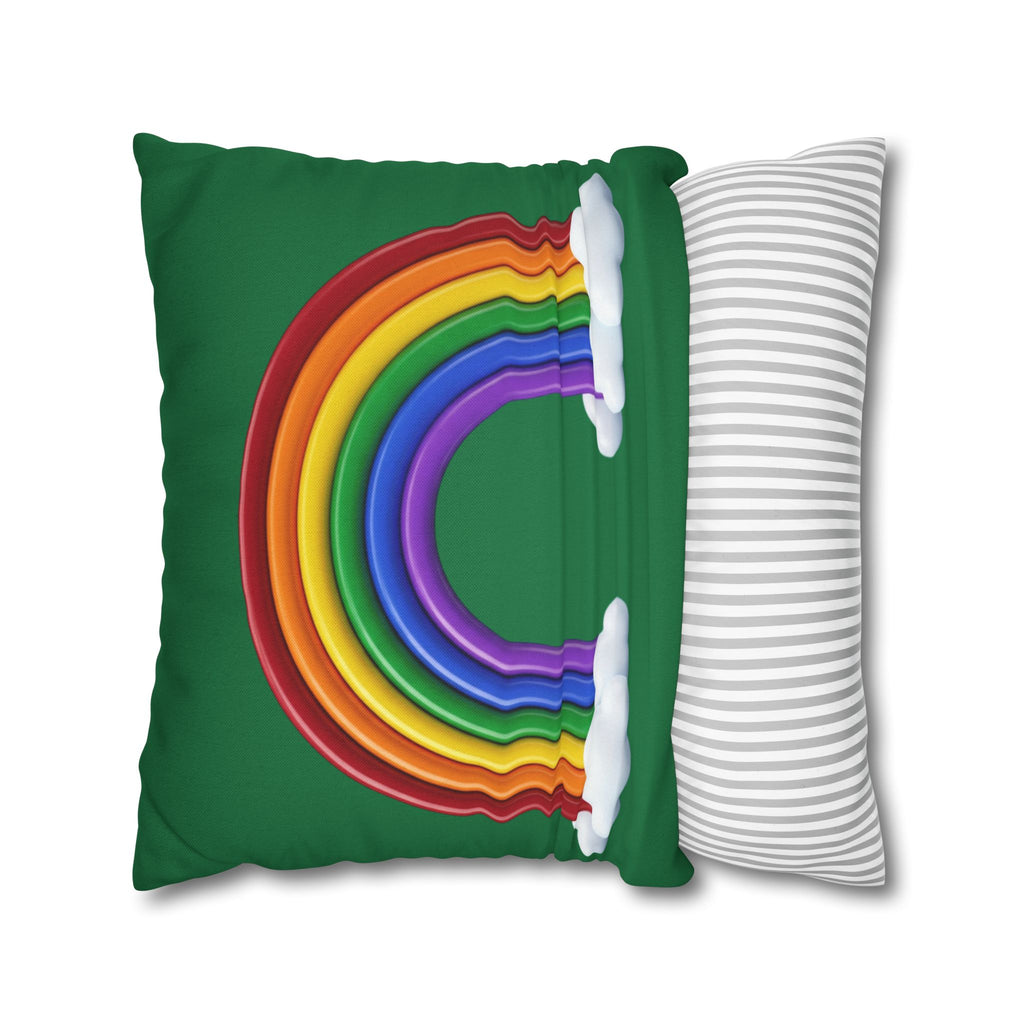Rainbow Dark Green Spun Polyester Square Pillowcase