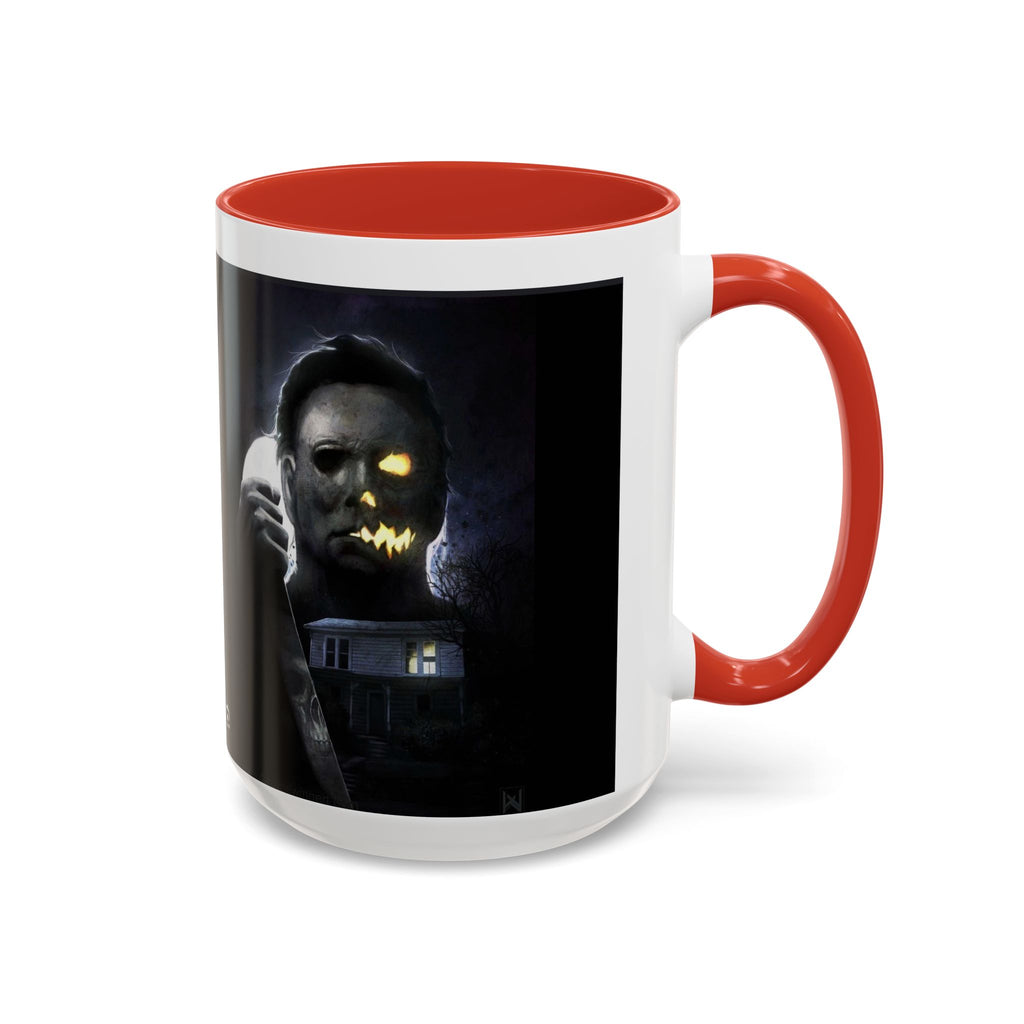 Halloween Michael Myers Accent Coffee Mug — Spooky Horror Movie Jack-O'-Lantern Face (11/15oz)