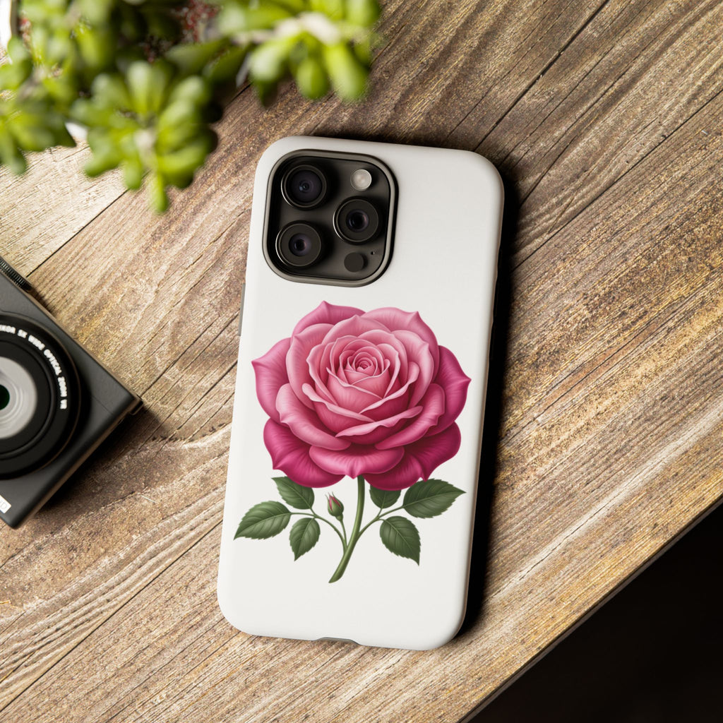 Pink Rose Tough Phone Case — Floral Protective iPhone Cover