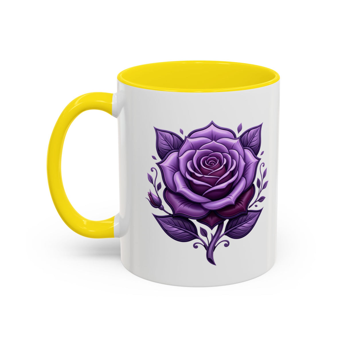 Purple Rose Accent Coffee Mug — Floral Gothic Tea Cup for Women & Gifts