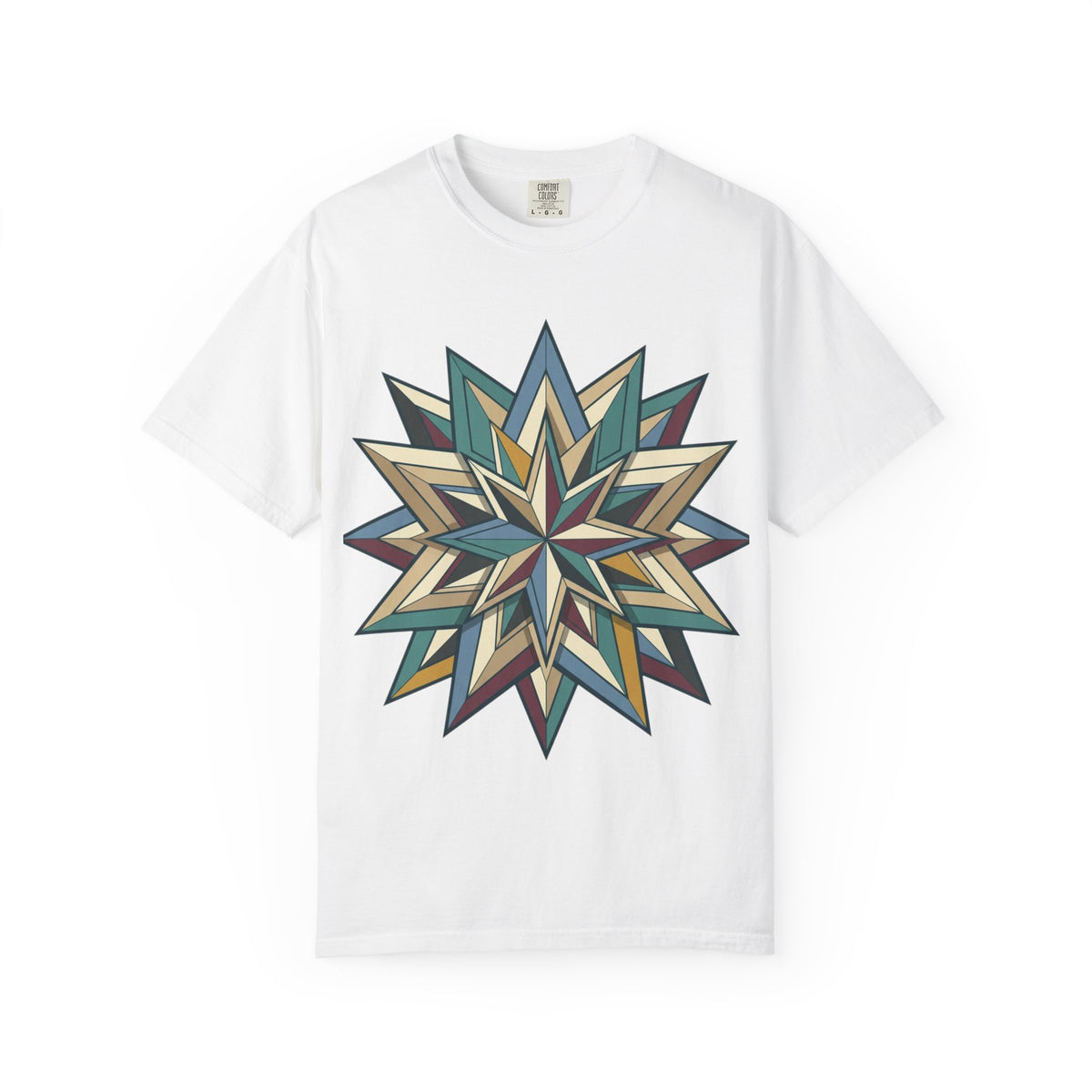 Geometric Starburst T-Shirt — Vintage Compass Rose Graphic Tee