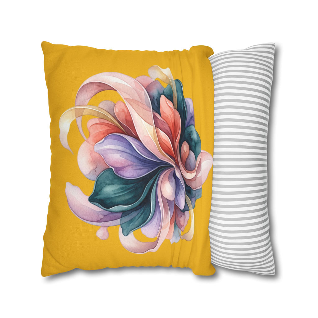 Floral Swirl Decorative Pillowcase — Vibrant Yellow Abstract Flower Accent