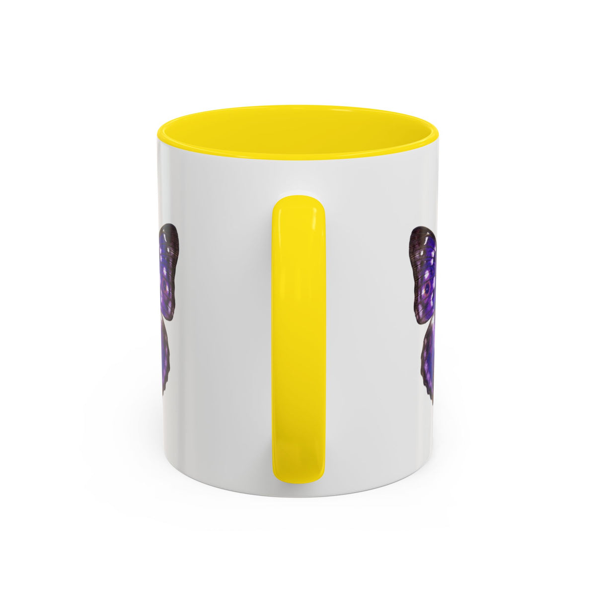 Purple Butterfly Accent Coffee Mug – Elegant Floral Butterfly Ceramic Cup