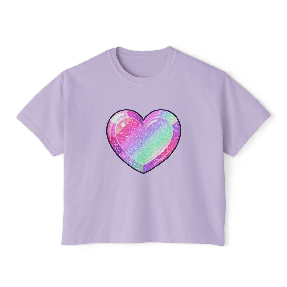 Pastel Glitter Heart Women's Boxy Tee