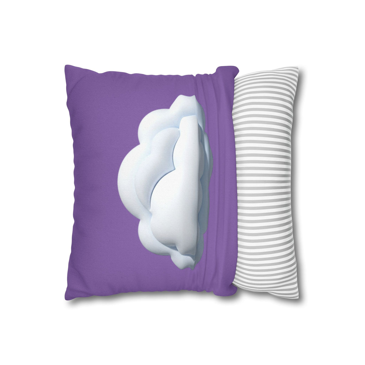 Cloud Graphic Pillowcase — Light Purple Decorative Square Throw Pillow