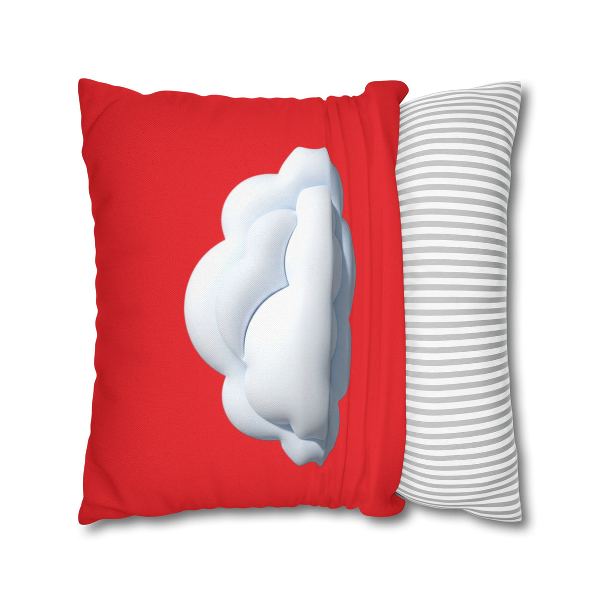 Cloud Graphic Red Pillowcase — Red Cute Cloud Decor