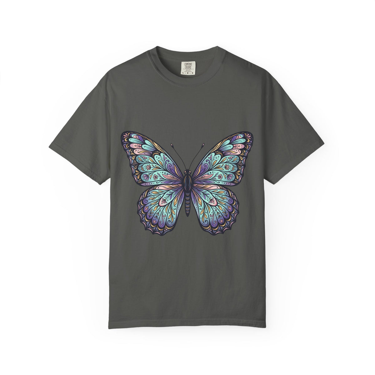 Butterfly Art T‑Shirt — Blue Purple Ornamental Butterfly Graphic Tee