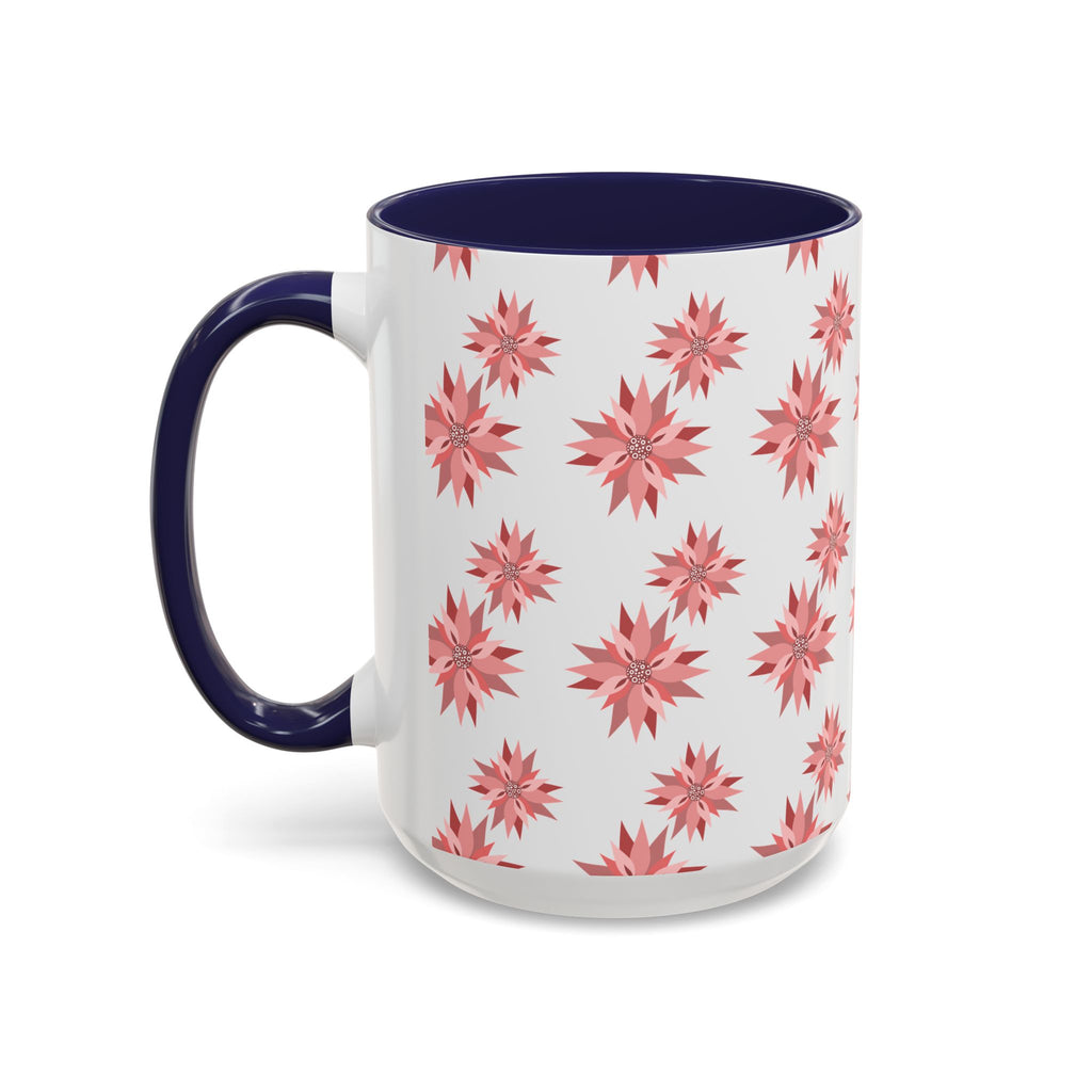 Pink Geometric Floral Accent Coffee Mug — 11/15oz