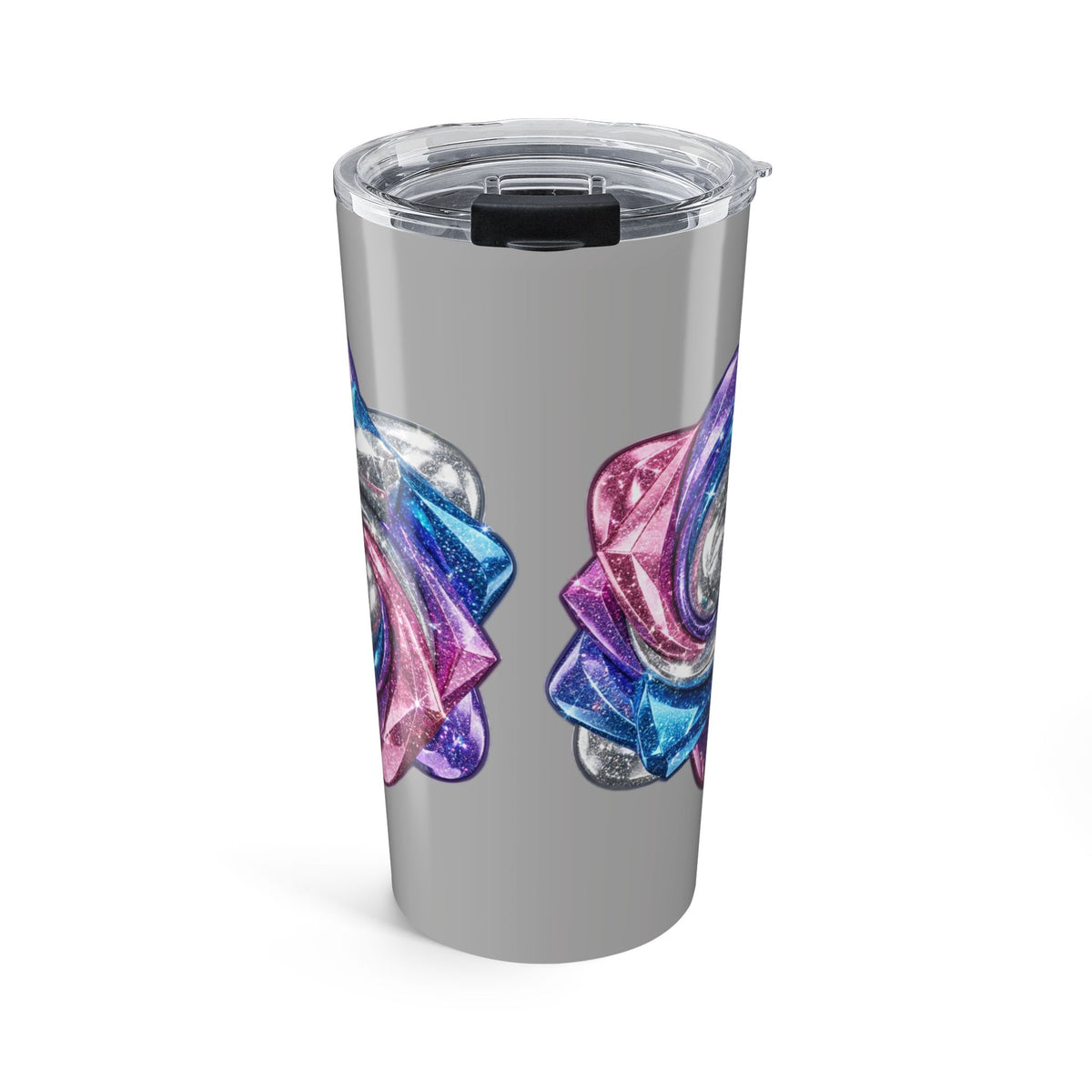 3D Glitter Design Light Grey Insulated Tumbler 20oz