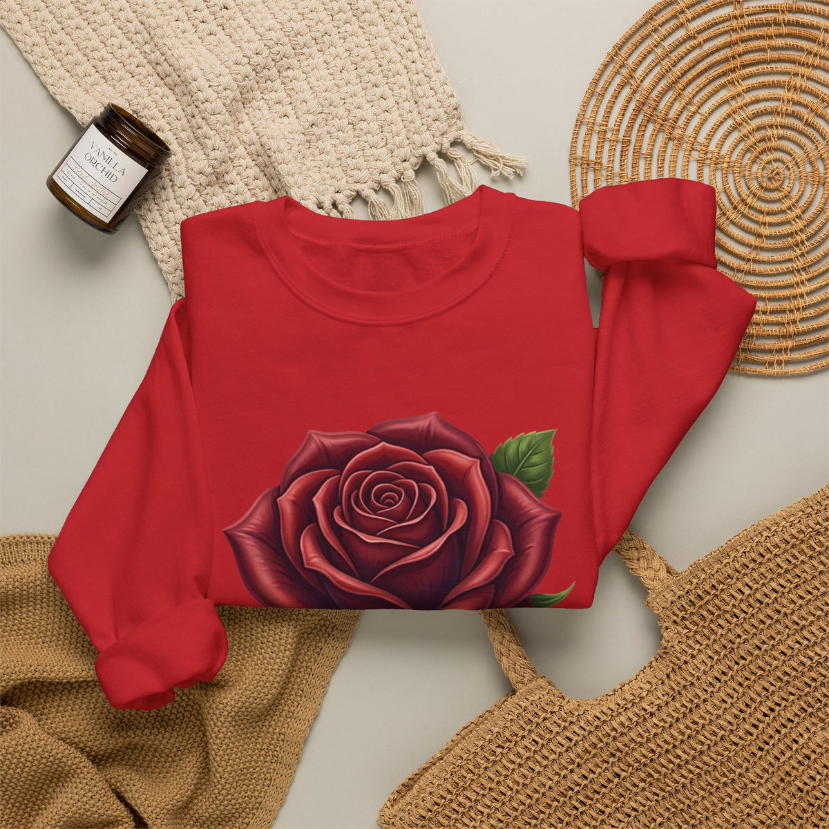 Rose Graphic Crewneck Sweatshirt