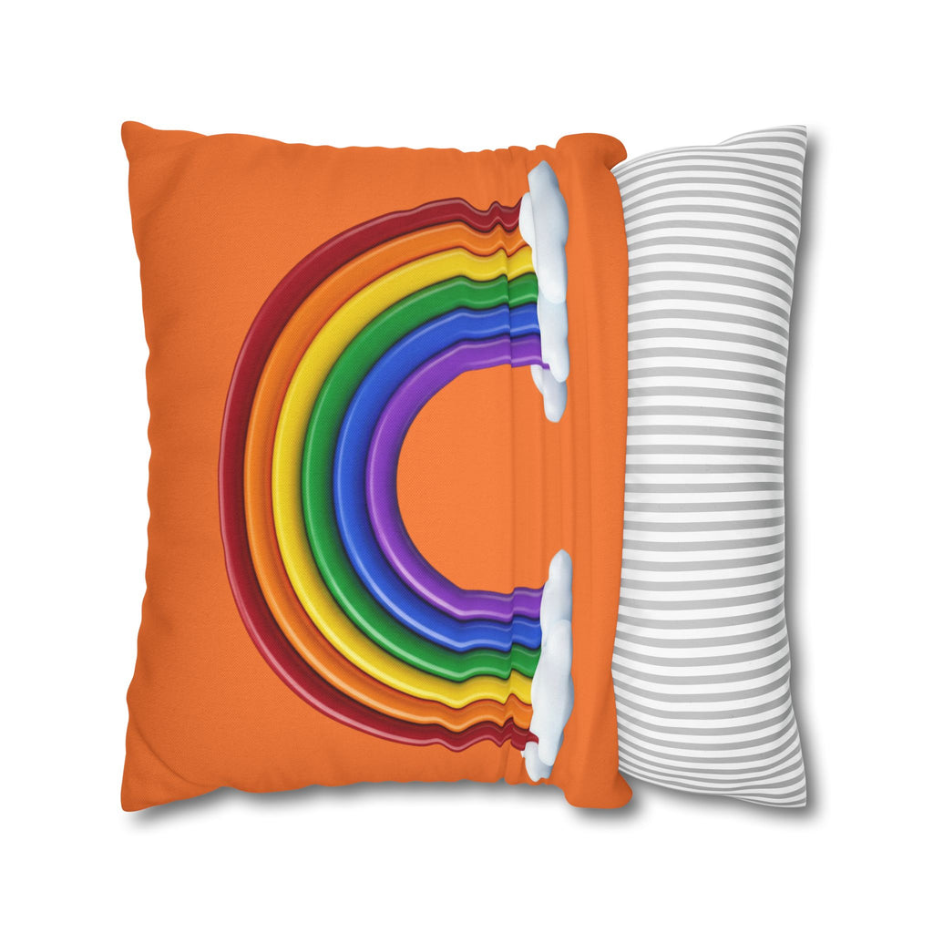 Rainbow Orange Spun Polyester Square Pillowcase