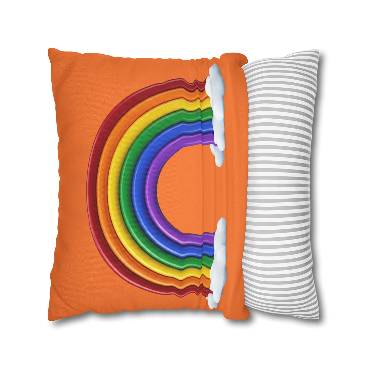 Rainbow Orange Spun Polyester Square Pillowcase