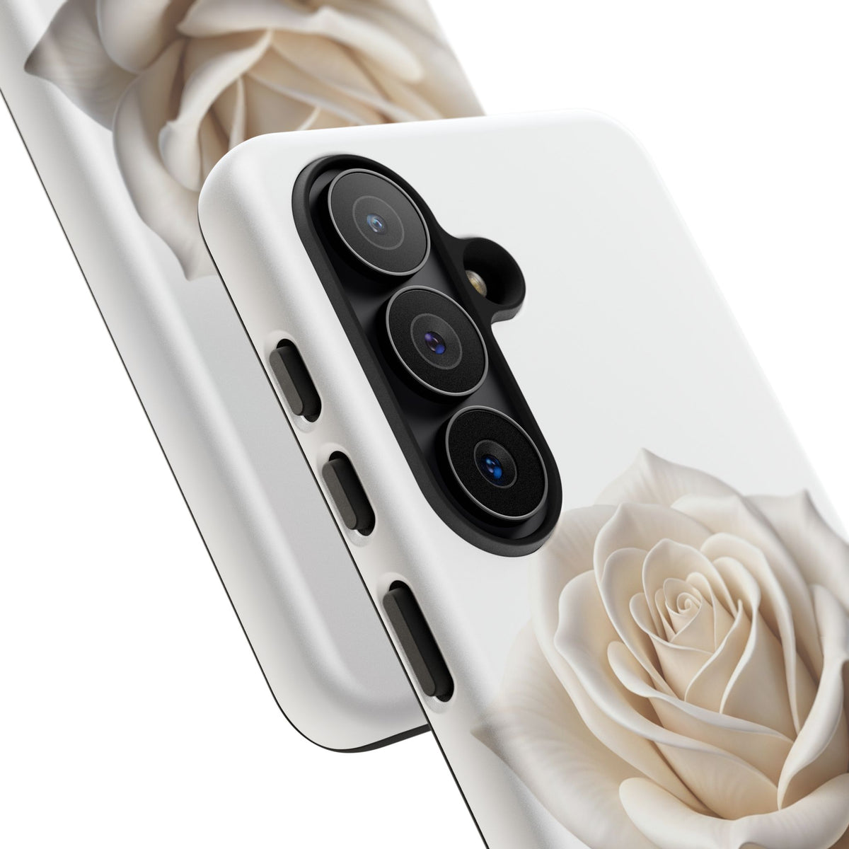White Rose Tough Phone Case – Elegant Floral Protective Cover