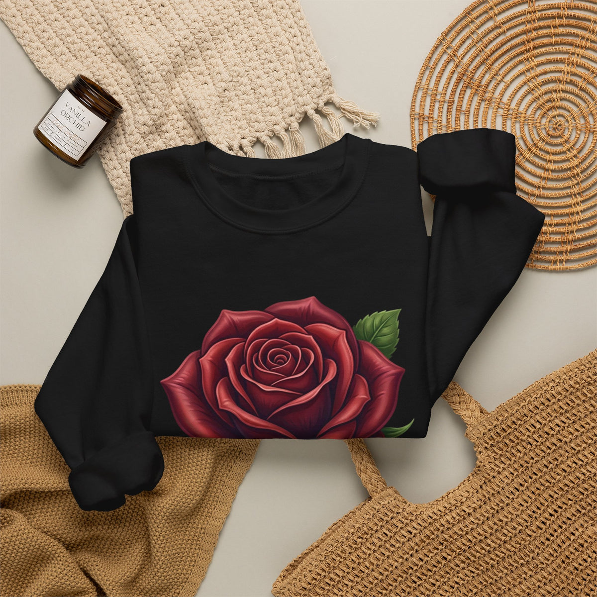 Rose Graphic Crewneck Sweatshirt