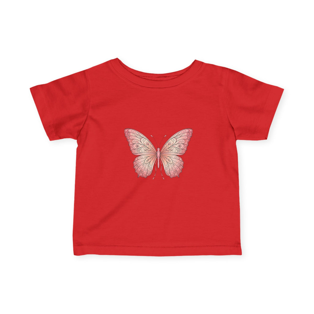 Infant Tee with Pink Watercolor Butterfly — Baby Girl Spring Floral Shirt