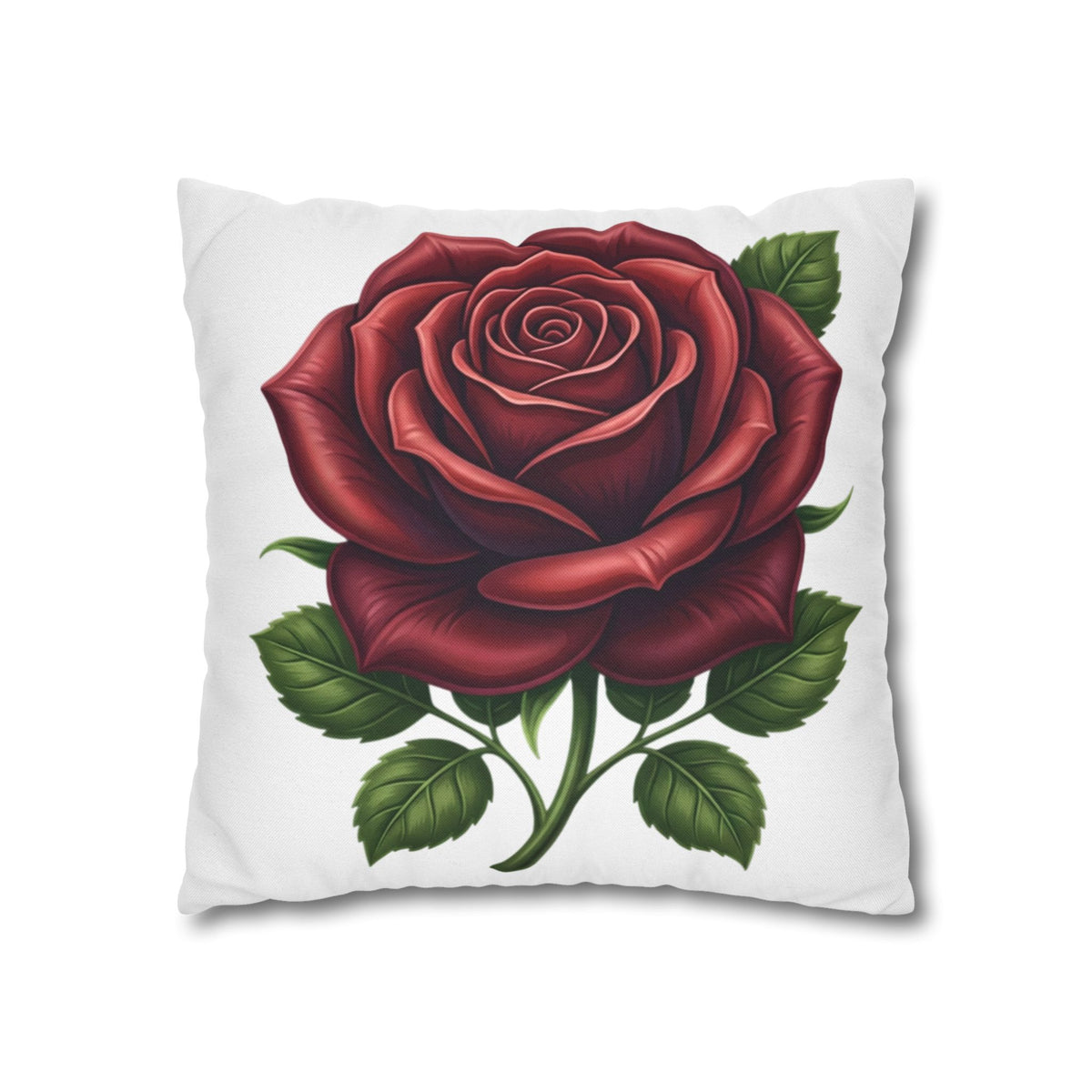 Red Rose Spun Polyester Square Pillowcase