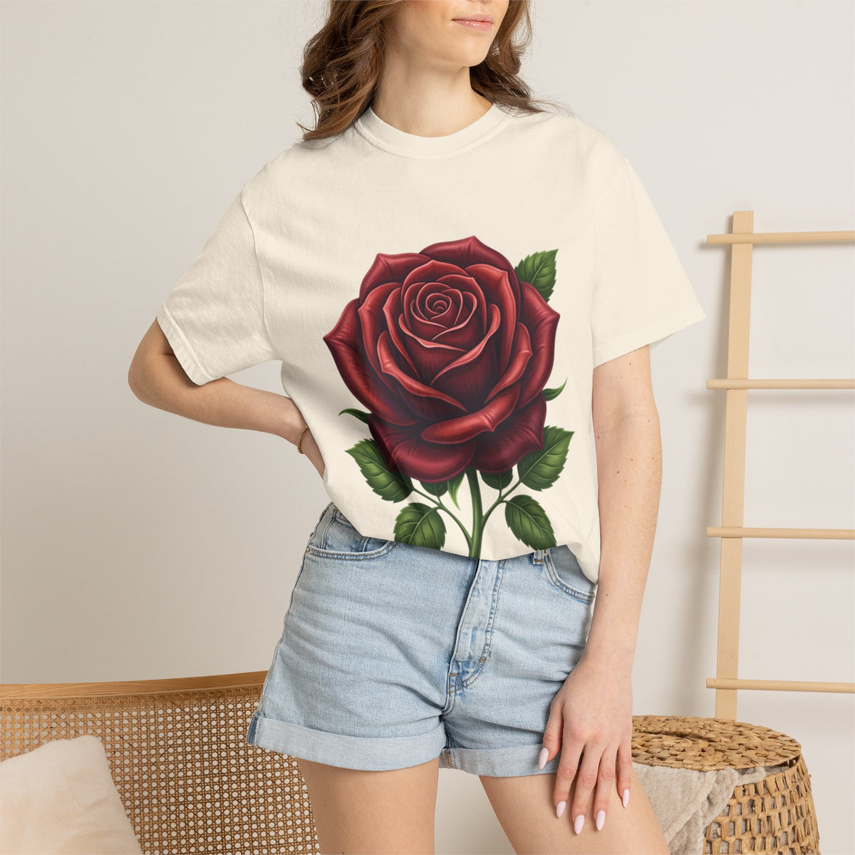 Rose Graphic T‑Shirt — Large Red Rose Floral Tee