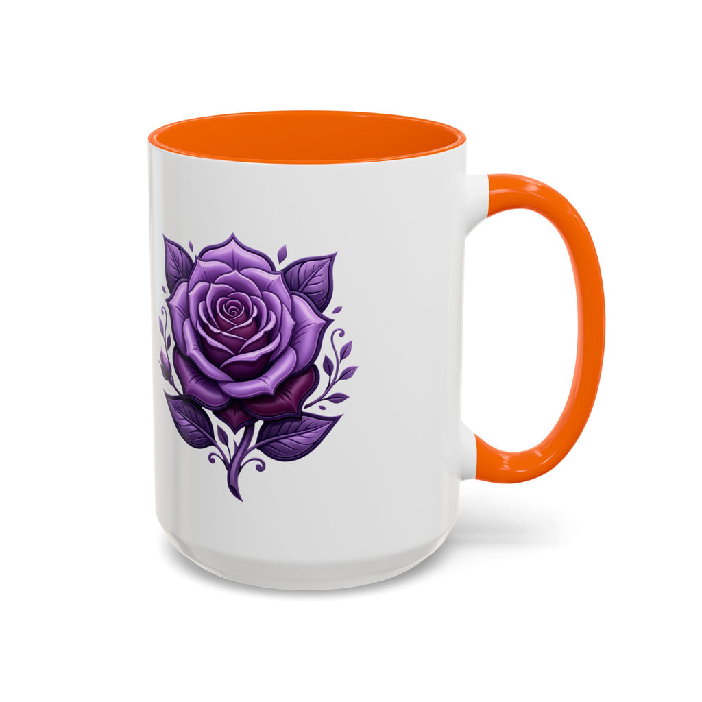 Purple Rose Accent Coffee Mug — Floral Gothic Tea Cup for Women & Gifts
