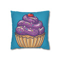 Cupcake Pillowcase — Cute Purple Frosting Decorative Throw Pillow- Turquoise