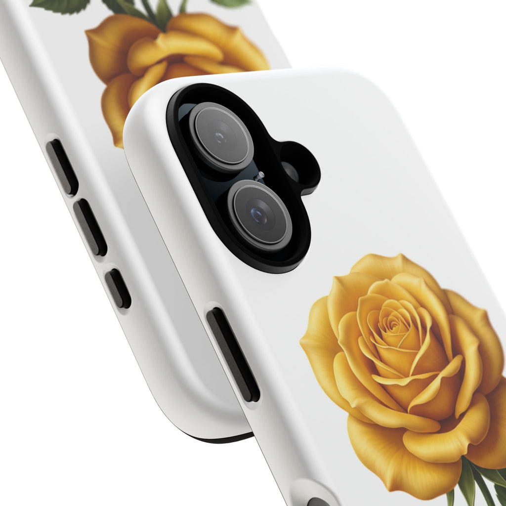 Yellow Rose Phone Case — Vintage Floral Tough Protective Cover