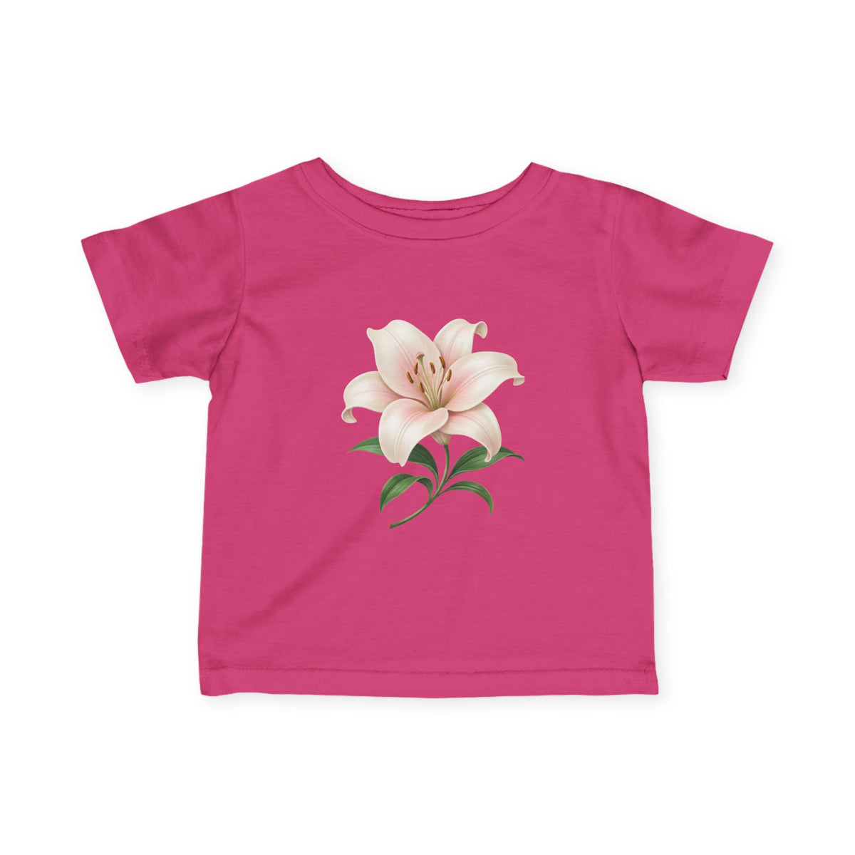 Infant Tee with Soft Pink Lily Floral Print — Baby Girl Spring Outfit