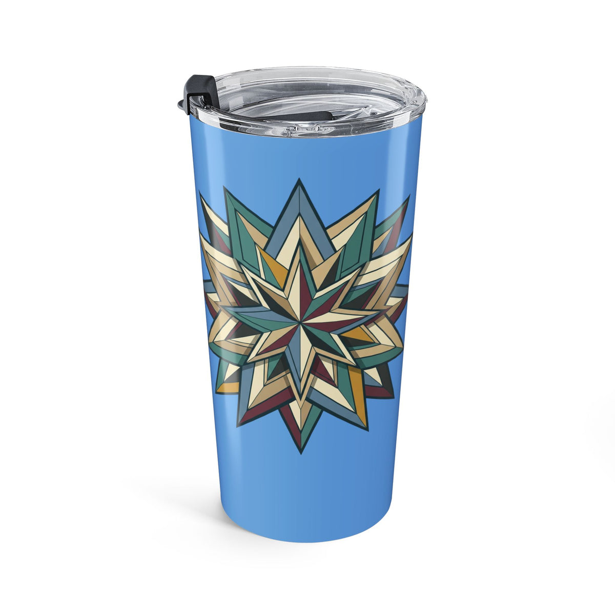20oz Starburst Tumbler — Geometric Navajo-Inspired Travel Mug- Light Blue