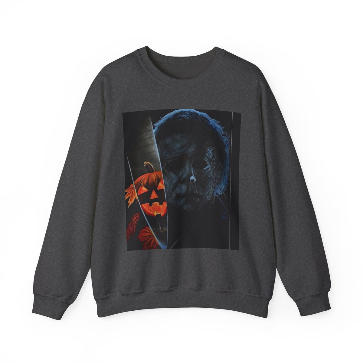 Halloween Thriller Crewneck Sweatshirt — Michael Myers & Jack-O'-Lantern Graphic