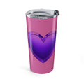 20oz Heart Tumbler — Pink Cup with Purple 3D Hearts, Cute Travel Mug