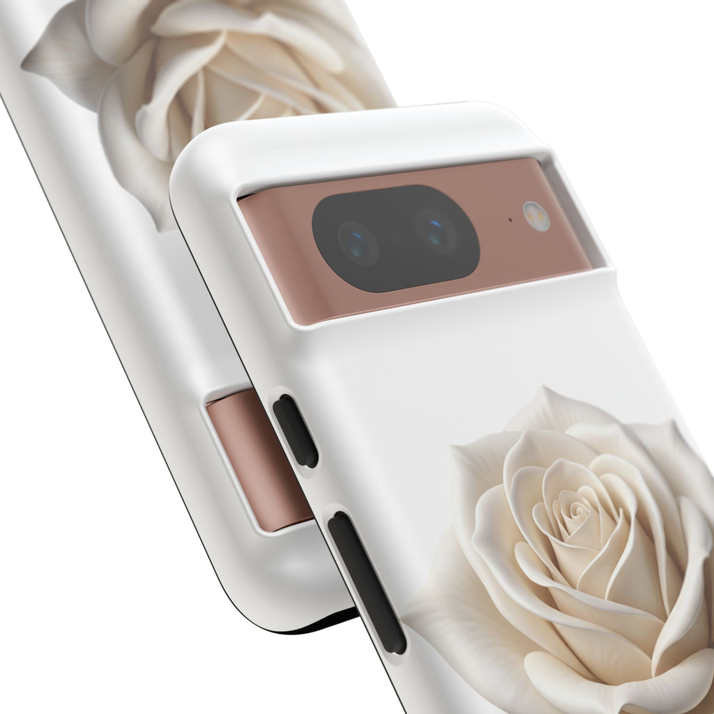 White Rose Tough Phone Case – Elegant Floral Protective Cover